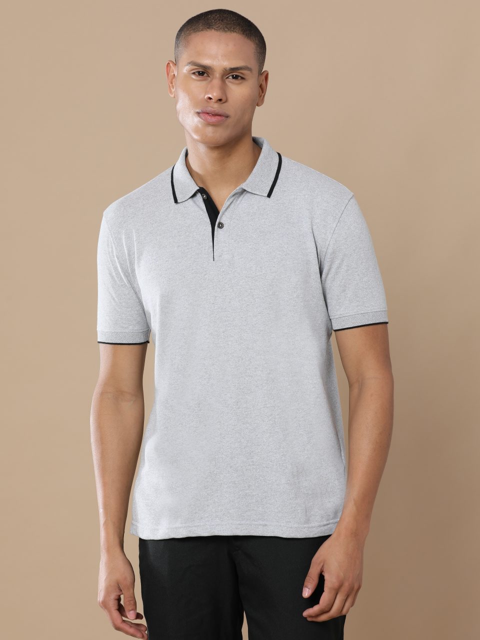 UBIQ Jacquard Polo Tshirt I Sustainable Cotton Poly I 240 GSM I Grey