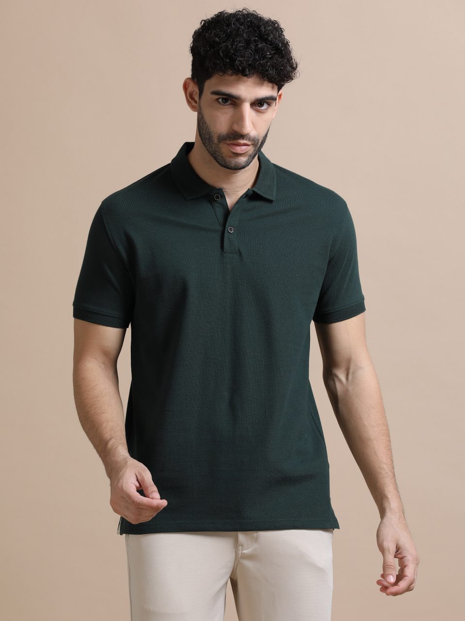 UBIQ Jacquard Polo Tshirt I Sustainable Cotton Poly I 240 GSM I Green