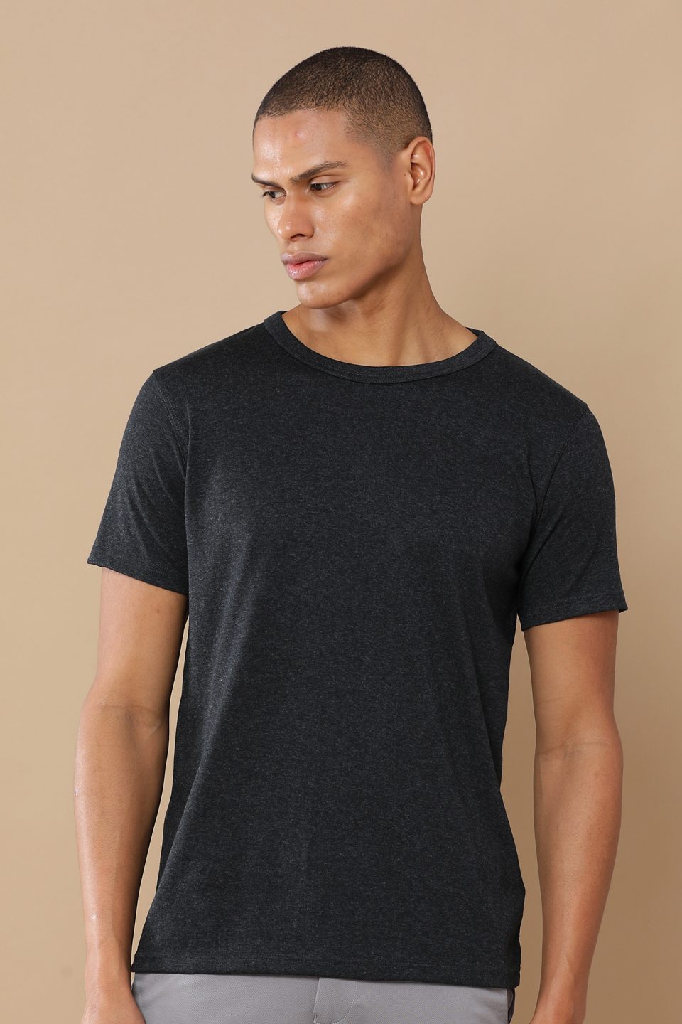 UBIQ Eco-Friendly Round Neck TShirt I Premium Sustainable Cotton Poly I 180 GSM I Charcoal Mel